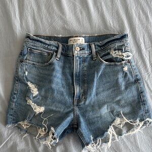 Abercrombie & Fitch Ripped Blue Jean Shorts
